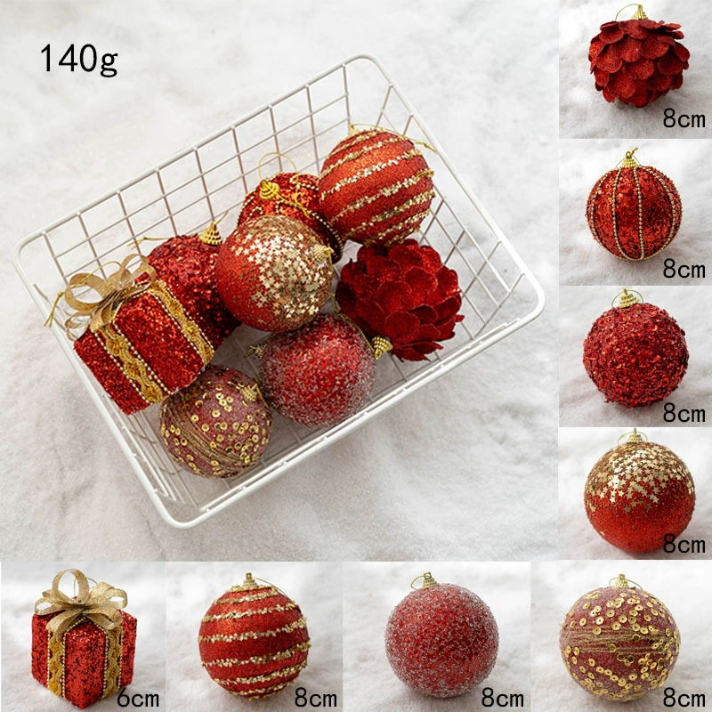 Новогодние украшения — коллекция золотого шампанского, assorted шары, звезды и банты, размеры 6–23 см