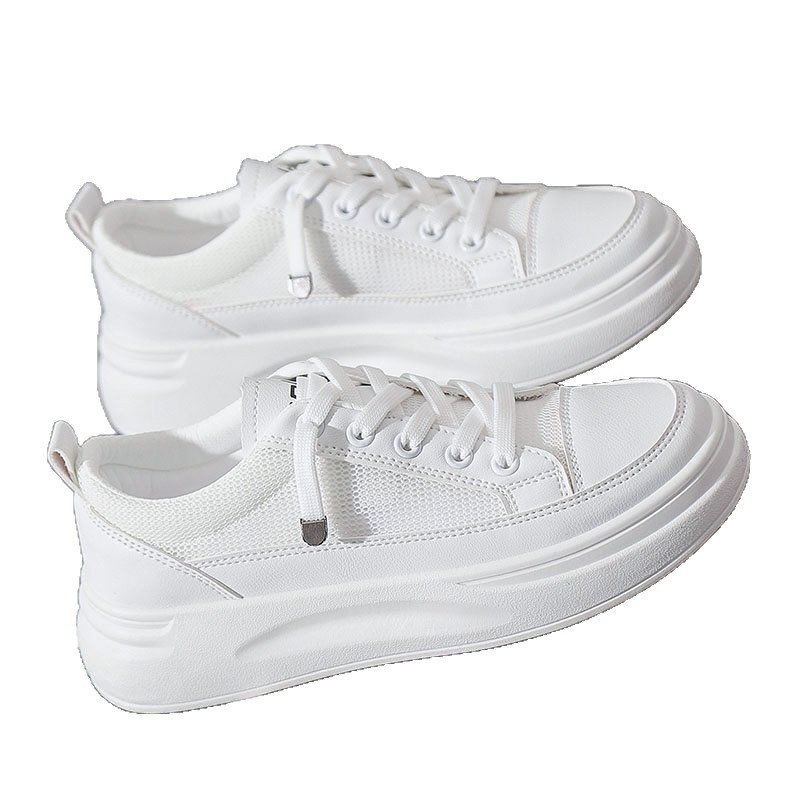 Pequeños zapatos blancos para mujeres 2025, nuevos zapatos de skate de primavera, zapatos de suela gruesa, zapatos deportivos casuales de moda