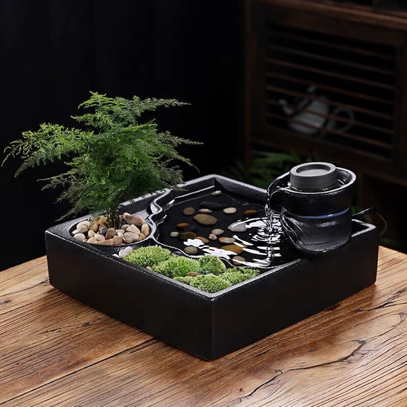 Creative Water Fountain Feng Shui Wheel Wealth Ornaments Circulating Water Polo Small Office Decorative Desktop Coffee Table Gifts