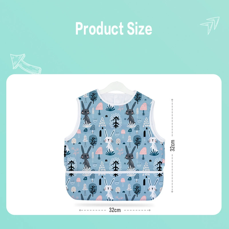 Children's waterproof bib, long-sleeve, apron for food, with ties on the back