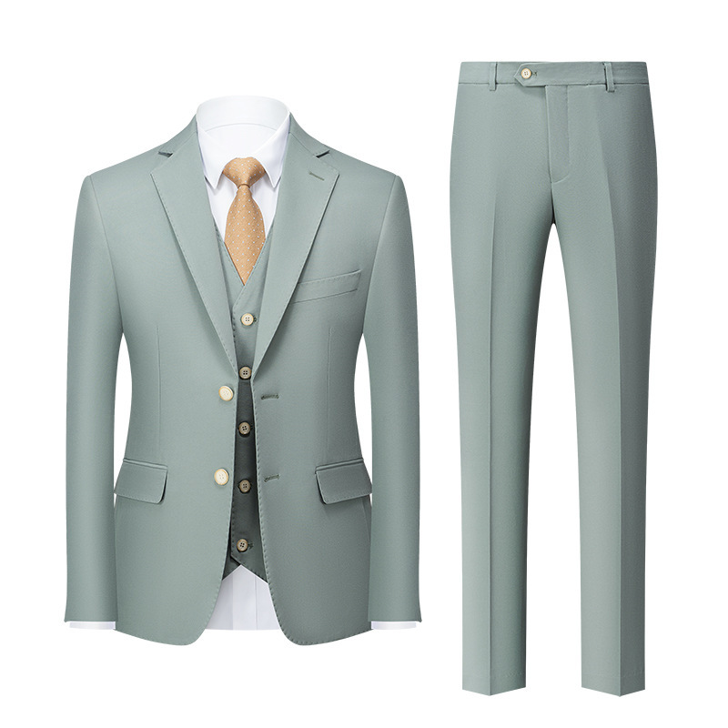 2024 New Men's Suit suit Korean Style light green Casual Men's Photo Studio Slim-fit Suit Three-piece Suit