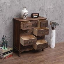 美式实木斗柜收纳柜整装七斗柜做旧复古客厅柜子储物柜靠墙置仿古