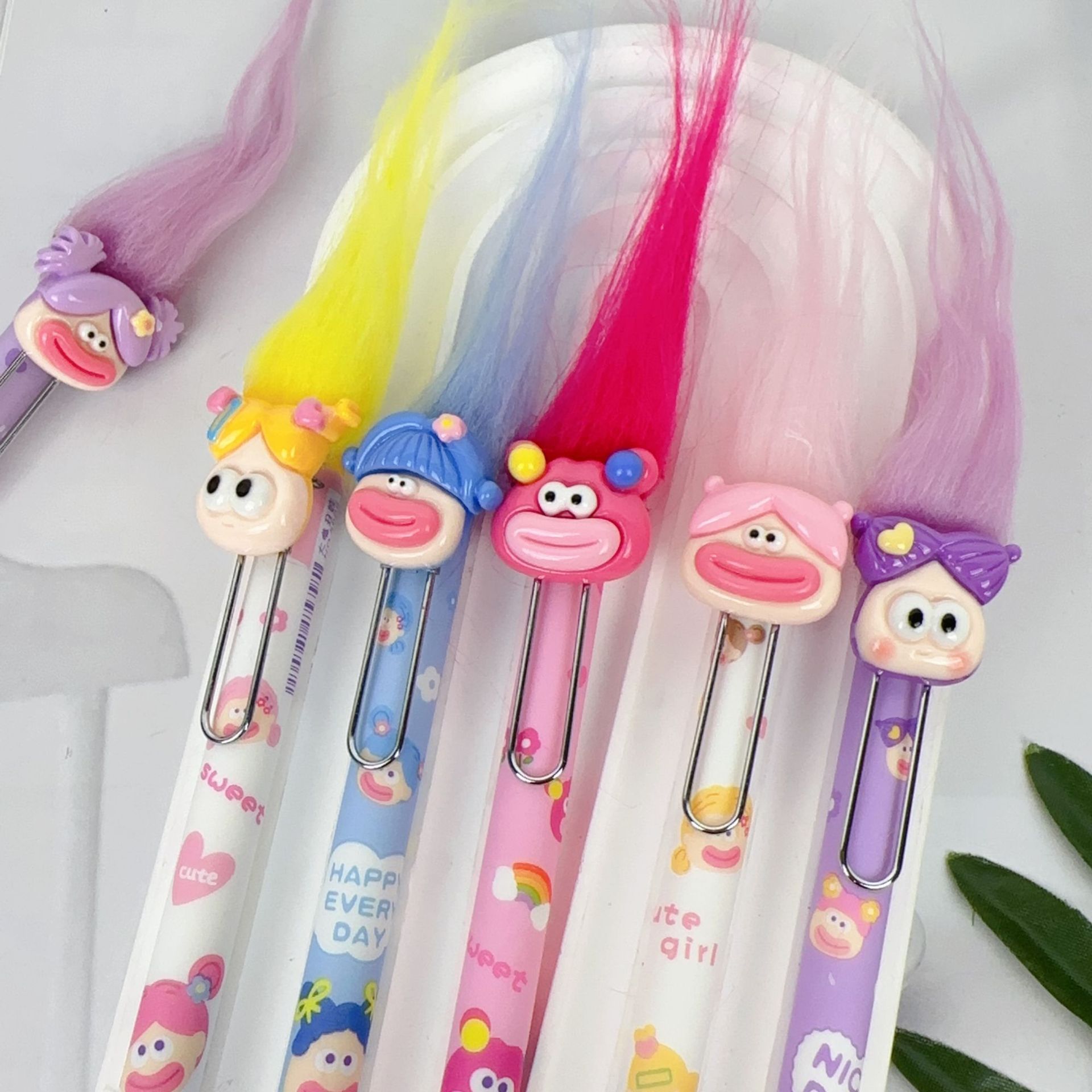 New Internet Celebrity Fried Big Mouth Doll Gel Pen Cute Creative Sticky Hair Sign Pen Funny Ugly Baby Push Pen