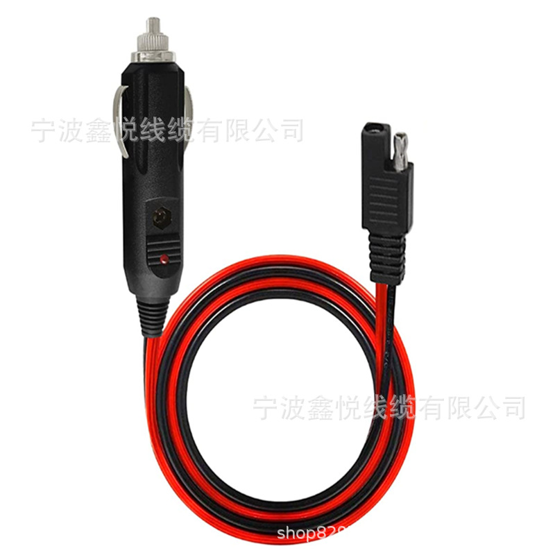 供应美式点烟器插头转太阳能板面SAE插头点烟器插头转SAE连接线