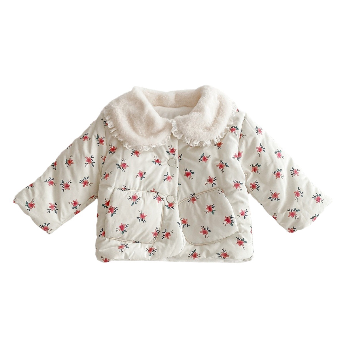 Abrigo de niñas ropa de invierno 2023 nuevo estilo occidental ropa acolchada de algodón para niños bebé acolchado cálido ropa acolchada de algodón Chaqueta acolchada de algodón para niños de invierno