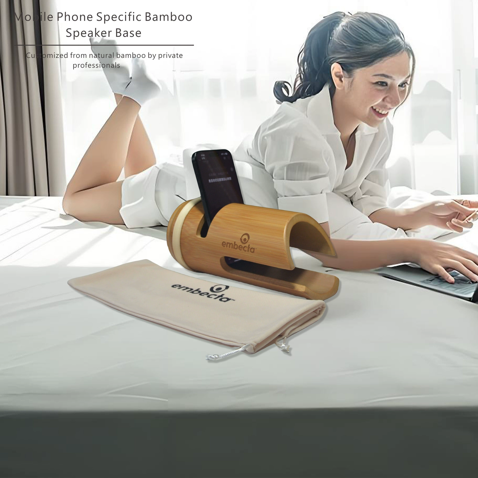 Бамбуковый динамик для мобильного телефона, усилитель для iPhone, подставка для телефона, креативная персонализация подарков, трансграничная торговля