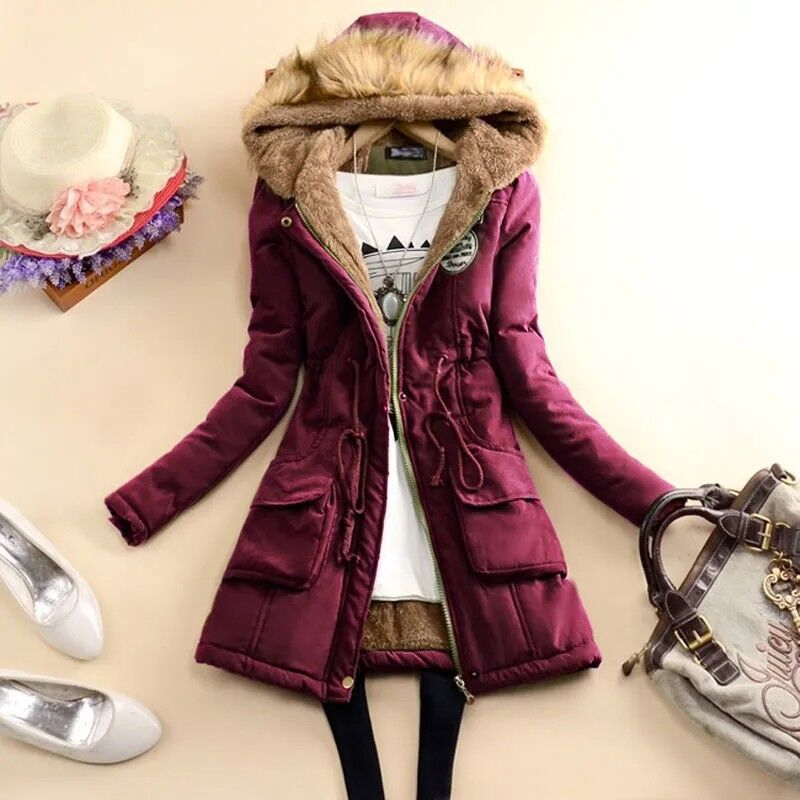 Abrigo acolchado de algodón con forro de lana estilo europeo y americano para mujer otoño e invierno 2023 image 22