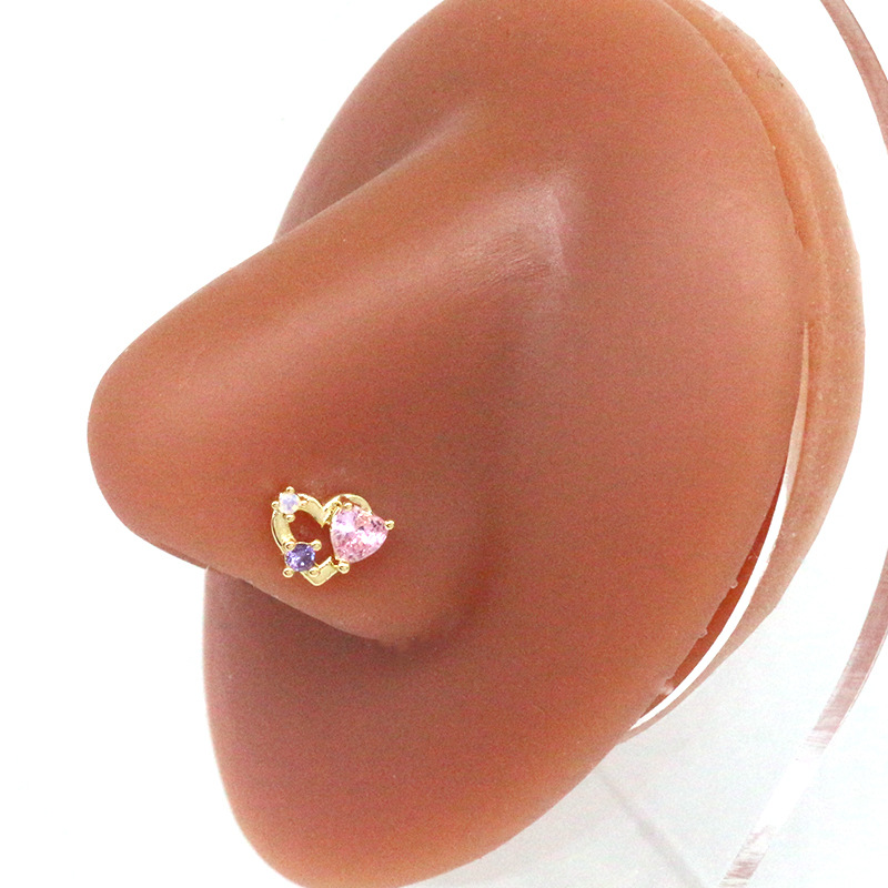 Casual Heart Shape Stainless Steel Plating Inlay Zircon Nose Ring display picture 3