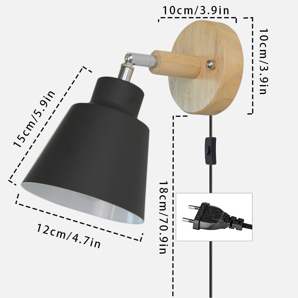 Transfronterizo exclusivo moderno simple DIY macaron lámpara de pared de noche arte de madera con interruptor de enchufe lámparas decorativas Nórdicas