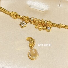 S925纯银 龙心盘缠水沫玉手链新中式四叶草多配件复古盘缠可拆卸
