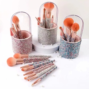 Diamond-encrusted Small Waist New Loose Powder Makeup Brush Goddess Appearance Soft Hair Full Diamond Blush Brush