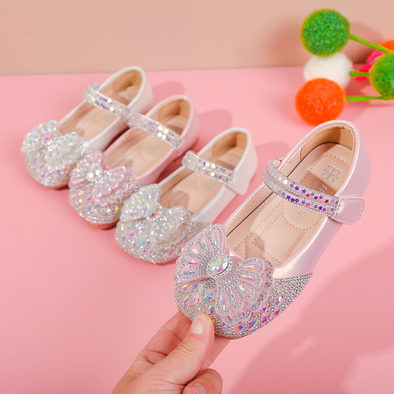 2026 Spring New Girls' Shoes Korean Style Children's Shoes with Rhinestone Butterfly Fashion Dance Princess Shoes Wholesale