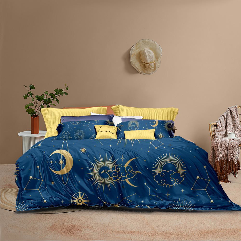 Set pattern constellation starry sky 90g matte duvet cover pillowcase_voghion.com