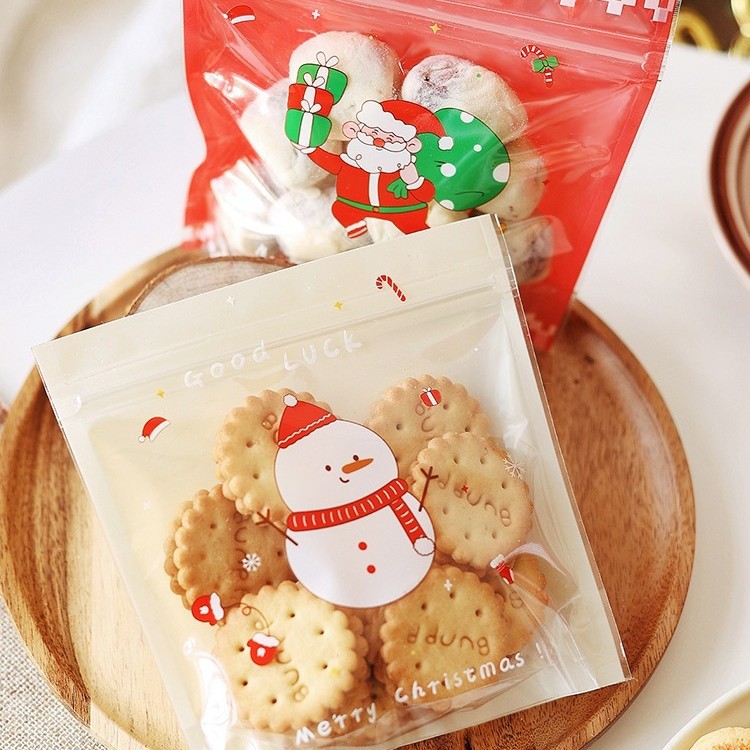 圣诞糖果袋曲奇饼干袋自封袋雪花酥姜饼包装袋纽扣奶枣蔓越莓袋子