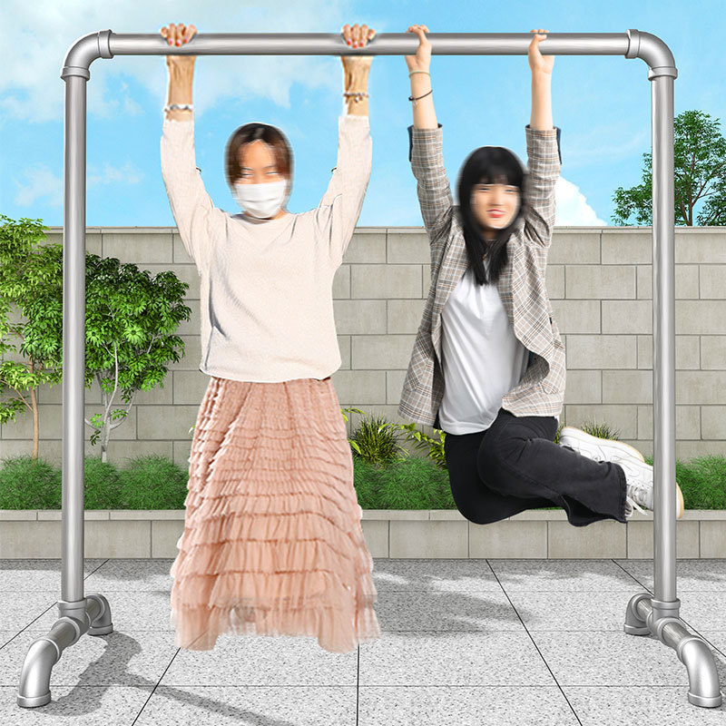 Steel Pipe Clothes Drying Rack Floor-Standing Thickened Removable Clothes Drying Rack Household Indoor and Outdoor Balcony Simple Clothes Hanging Rack