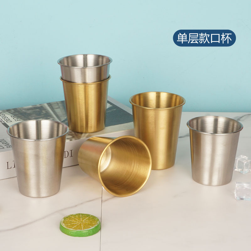 Taza de cerveza coreana de acero inoxidable barbacoa 304 taza de agua de doble capa taza antiescaldadura para niños taza de café con letras