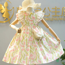女童连衣裙夏装2025新款洋气儿童碎花背心裙小女孩美背公主裙子