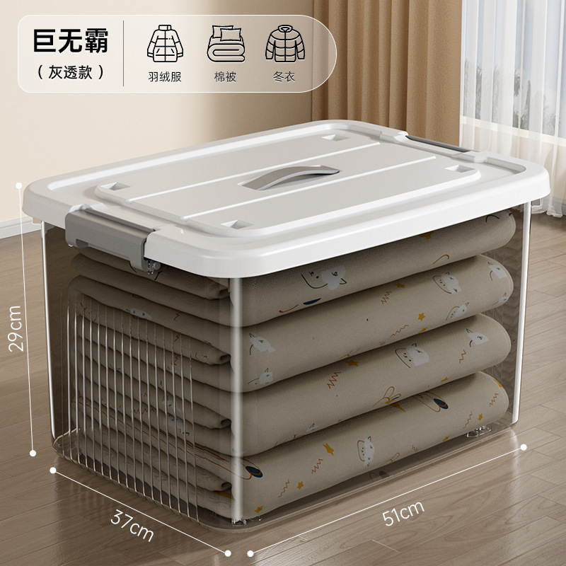 透明收纳箱大容量加厚家用衣服零食书本玩具塑料杂物储物箱整理盒|undefined