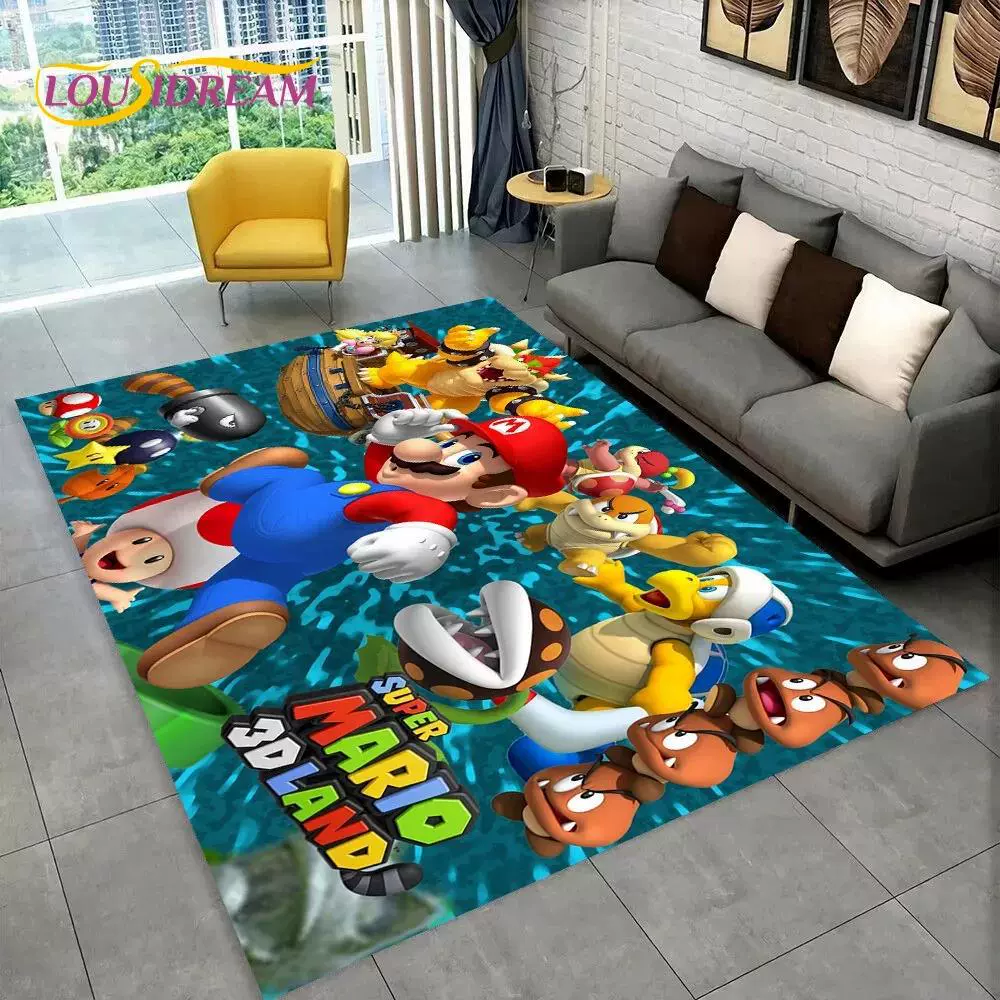 3D мультяшный коврик Mario-Bros для игровой зоны, ковер для гостиной