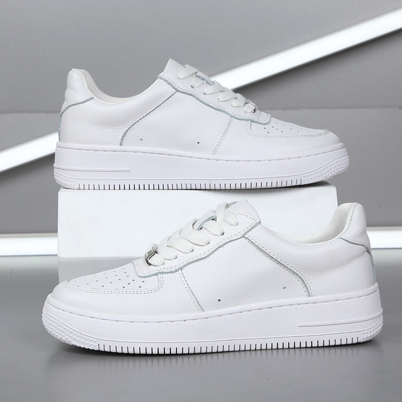 Air Force One Couple Sneakers Cowhide Autumn and Winter Men's Shoes Low-Top Genuine Leather Women's Shoes Men's White Shoes Casual Shoes Trendy