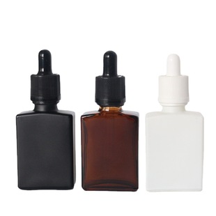 30ml black frosted rectangular glass bottle tawny flat square bottle 30ml dumb white square essence oil bottle