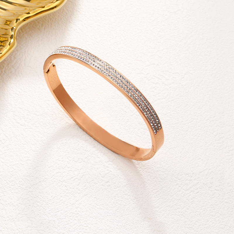 09 3열 다이아몬드 팔찌 로즈 골드