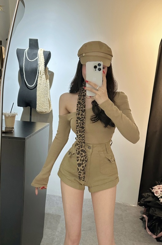 迷彩工装短裤女夏季新款韩版高腰显瘦设计感包臀裙短裤裤子5828|undefined