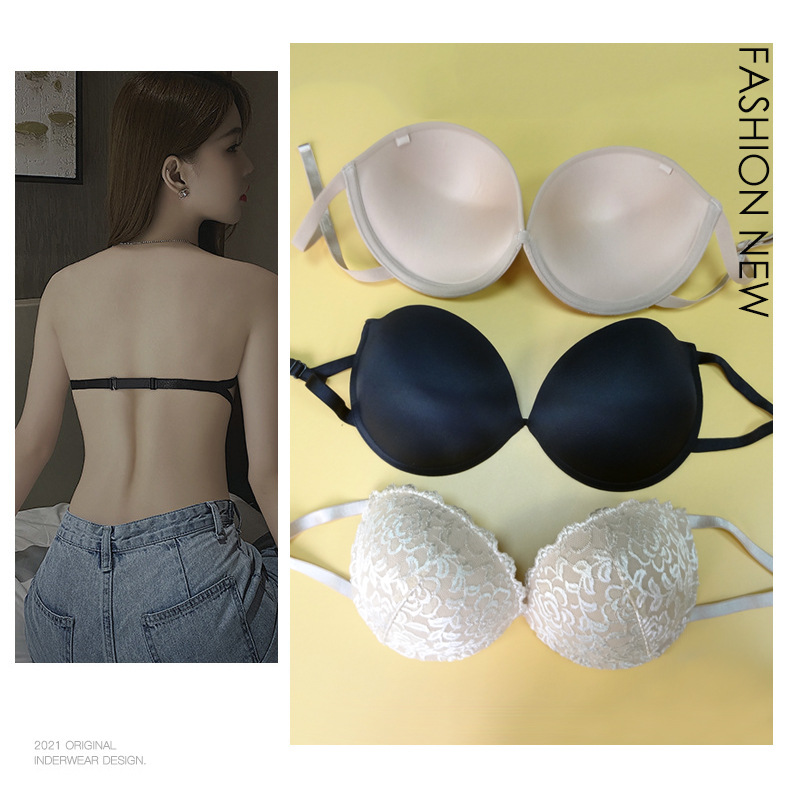 Amazon Strapless Anti-Slip Invisible Bra for Women Without Wires Thickened Push-Up Off-Shoulder Beautiful Back Sexy Bra