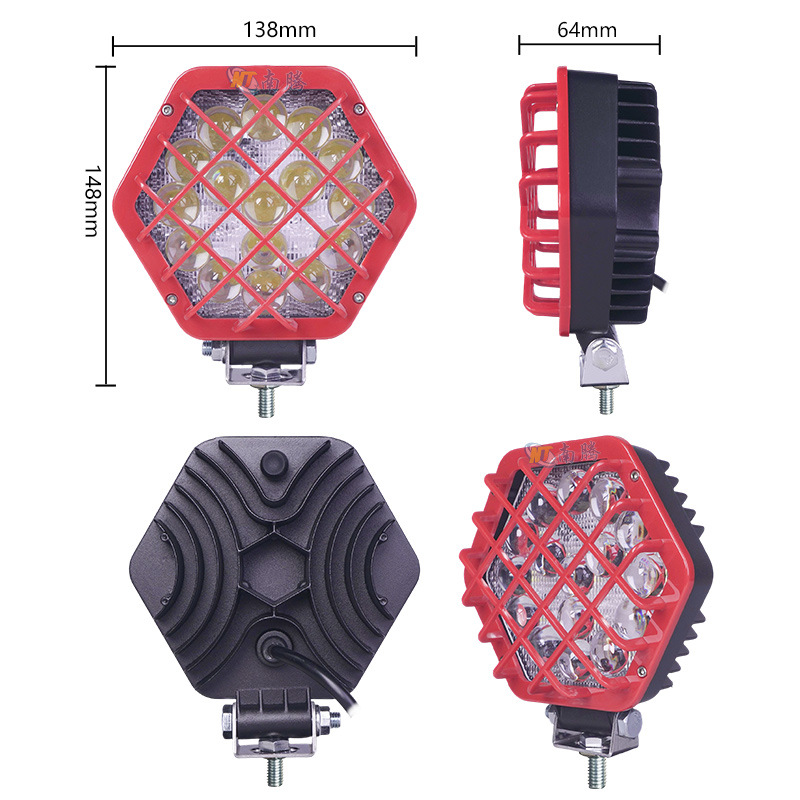 5,4 pulgadas hexagonal led48 W luz de trabajo luz del coche foco de luz del vehículo todoterreno luz de la motocicleta suministro transfronterizo