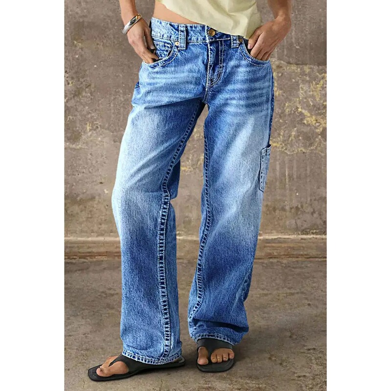 European and American Cross-Border Women's Jeans, Loose Casual Pocket Straight-Leg Pants, Exclusively for Temu European and American Cross-Border Women's Jeans, Loose Casual Pocket Straight-Leg Pants, Exclusively for Temu