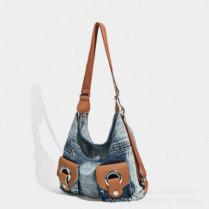 Denim capacious one-shoulder bag, universal backpack