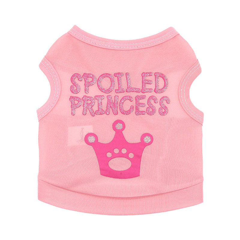 Ropa para mascotas suministros Rosa rojo impreso corona pequeño perro chaleco fresco y cómodo primavera y verano