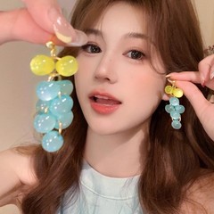 多肉葡萄~撞色葡萄串耳环女2025新爆款高级感小众设计感耳钉耳饰