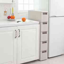 W9R18cm夹缝收纳柜窄缝隙免安装多层抽屉式塑料厨房厕所马桶边柜