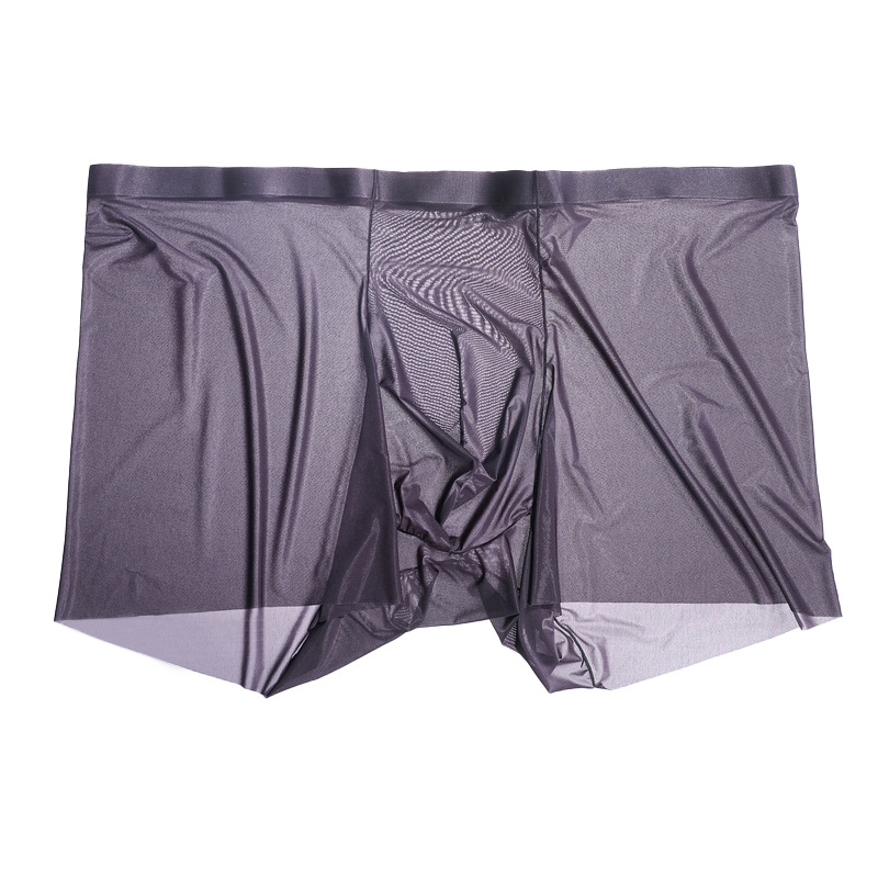 Ai Huanshi Men's Ultra-Thin Nude-Feel Boxer Briefs, Shiny and Silky, Seamless, Thin, Transparent, Sexy Briefs