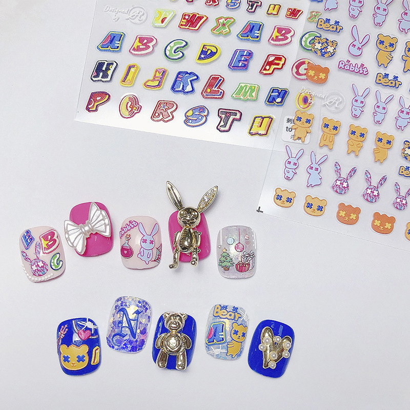 Ikun Cai Xukun nueva canción Mismo estilo de uñas pegatinas de sonido electrónico letras fresco bordado alivio tridimensional tomoni estilo japonés