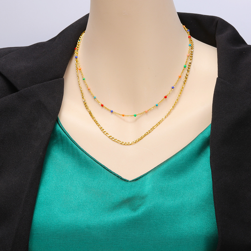 Simple Style Geometric Titanium Steel Plating Layered Necklaces 1 Piece