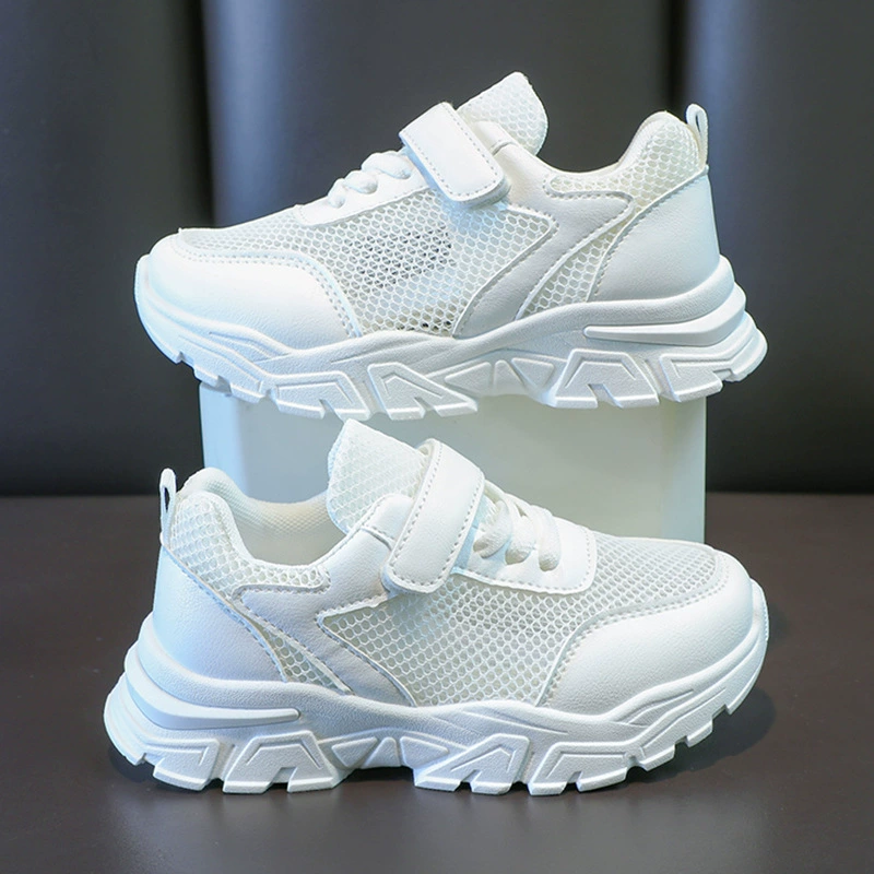 Детские сетчатые туфли дышащие маленькие белые туфли