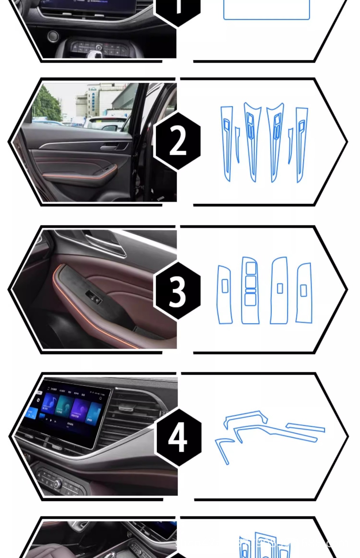 Suitable for 21 Models of Haval F7 Car Door Interior Film, Navigation Screen Tempered Film, Gear Shift Center Console Film Modification