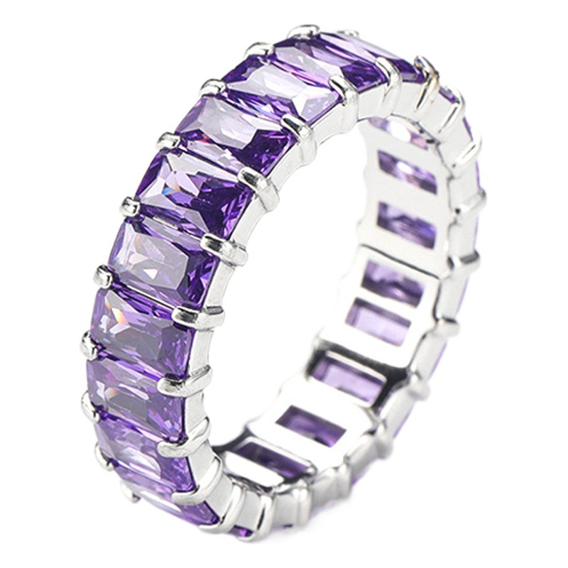 New French Simple Accessible Luxury Ins Niche Colorful Multi-Color Zircon Titanium Steel Ring Personalized Versatile Ring Jewelry