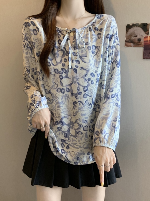法式高级感碎花雪纺长袖衬衫女早秋新款大码胖mm显瘦超火减龄上衣|undefined