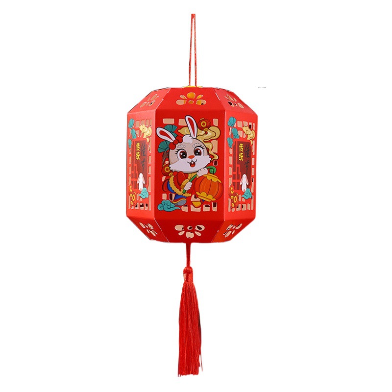 Linterna del Festival del Medio Otoño hecha a mano paquete de material de bricolaje para niños portátil luminoso antiguo Proyección de dibujos animados caballo caminando linterna