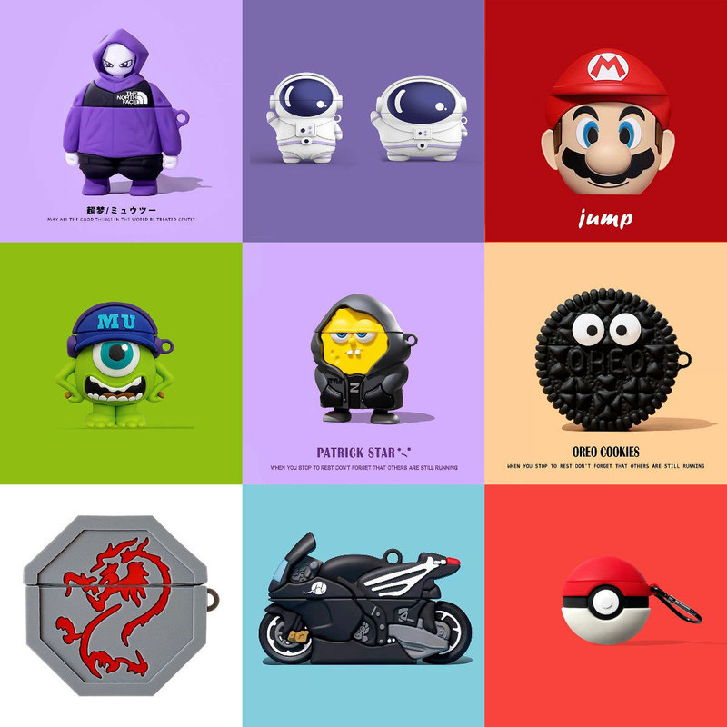 Trendy cartoon pattern for airpodspro wireless Bluetooth earphone set Apple 1/2 generation silicone soft case