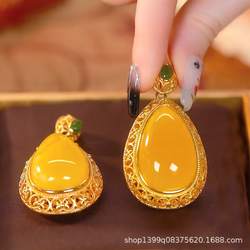 Nueva suerte de la flor colgante de las mujeres de imitación Hetian Jade manzana verde Opal con incrustaciones de COLLAR COLGANTE de alto grado de diseño