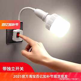 直插式头宿舍两LED节能带开关三脚插座灯家用小夜灯插电灯泡照明