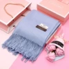 Blue scarf + pink flower + pink box