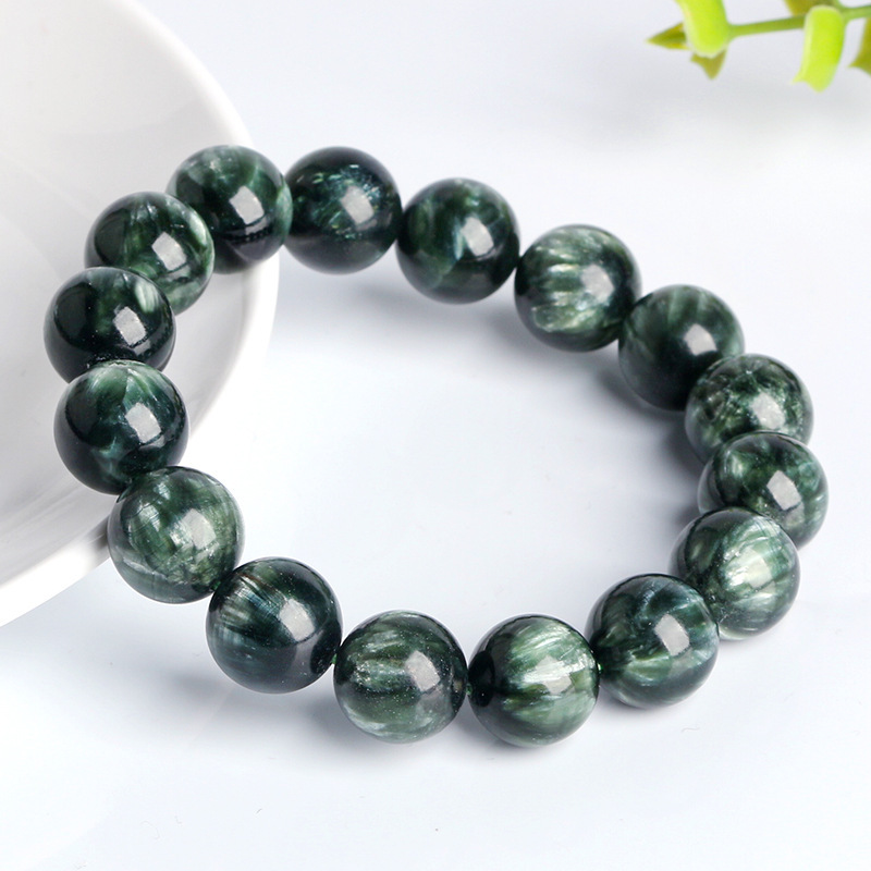 Natural Green Dragon Crystal Bracelet, Collectible Grade, Dark Green Dragon Crystal with Enchanting Patterns, Green Clay Stone Ring, Donghai Ke Tang Colored Gemstone Wholesale