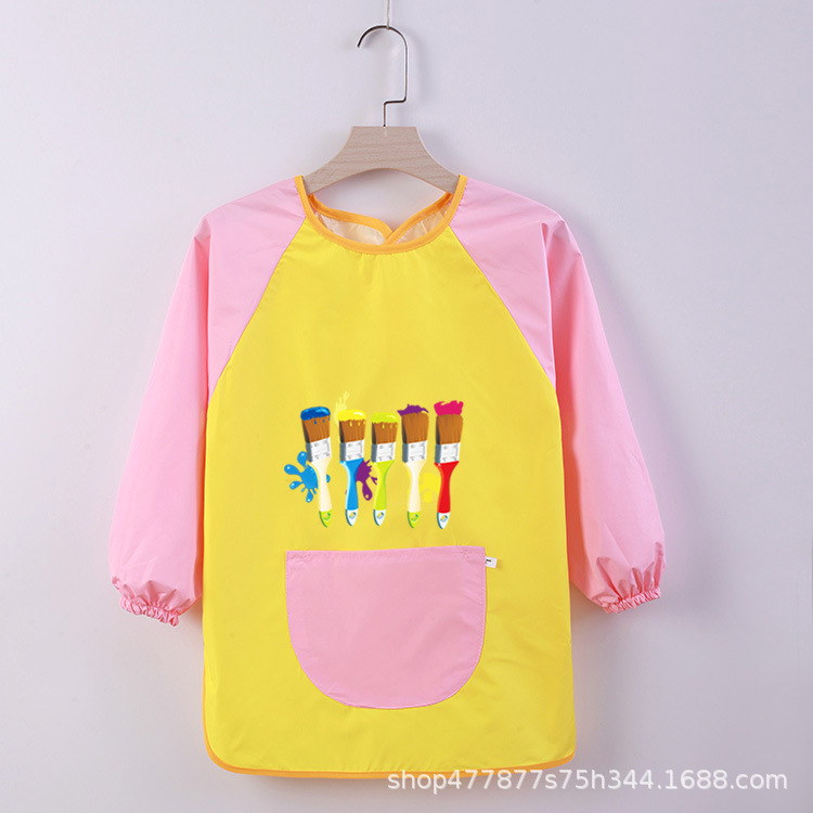 Abrigo DE LOS NIÑOS impermeable arte kindergarten pintura ropa publicidad inversa ropa impresa logo manga larga delantal vestido inverso