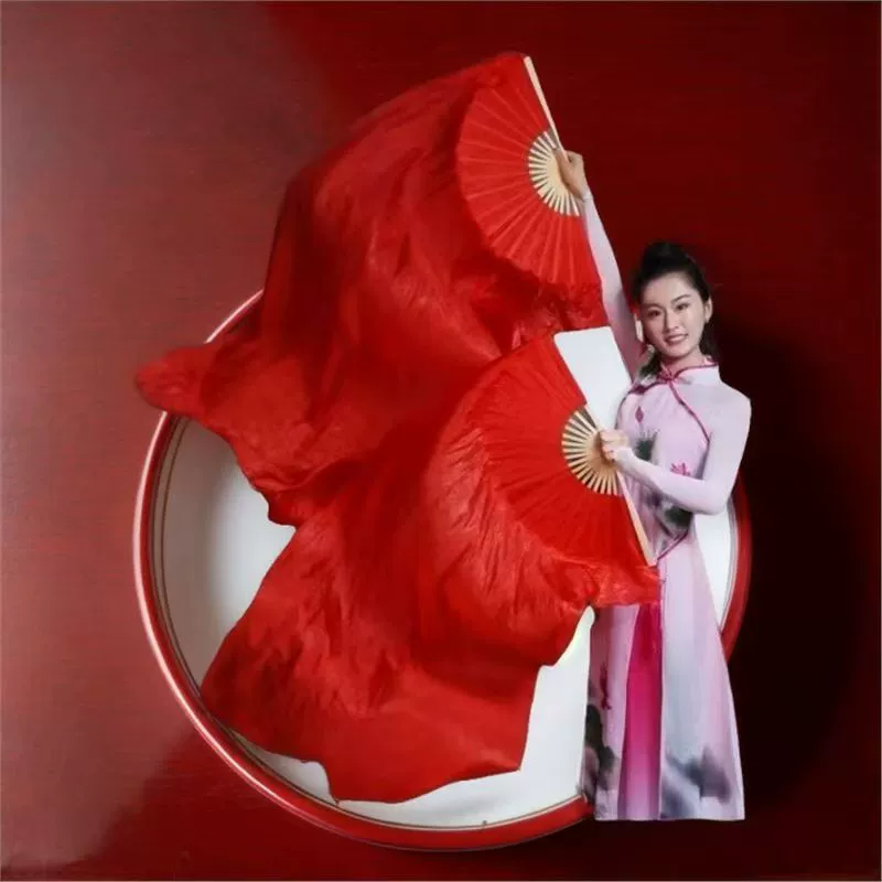 Горячая продажа танцевального пламенного поклонника трехцветного длинного шелкового танца поклонника для взрослых детей