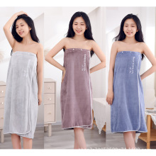 新款青春经编珊瑚绒浴裙厂家可穿长款浴袍速干吸水柔软不掉毛家用